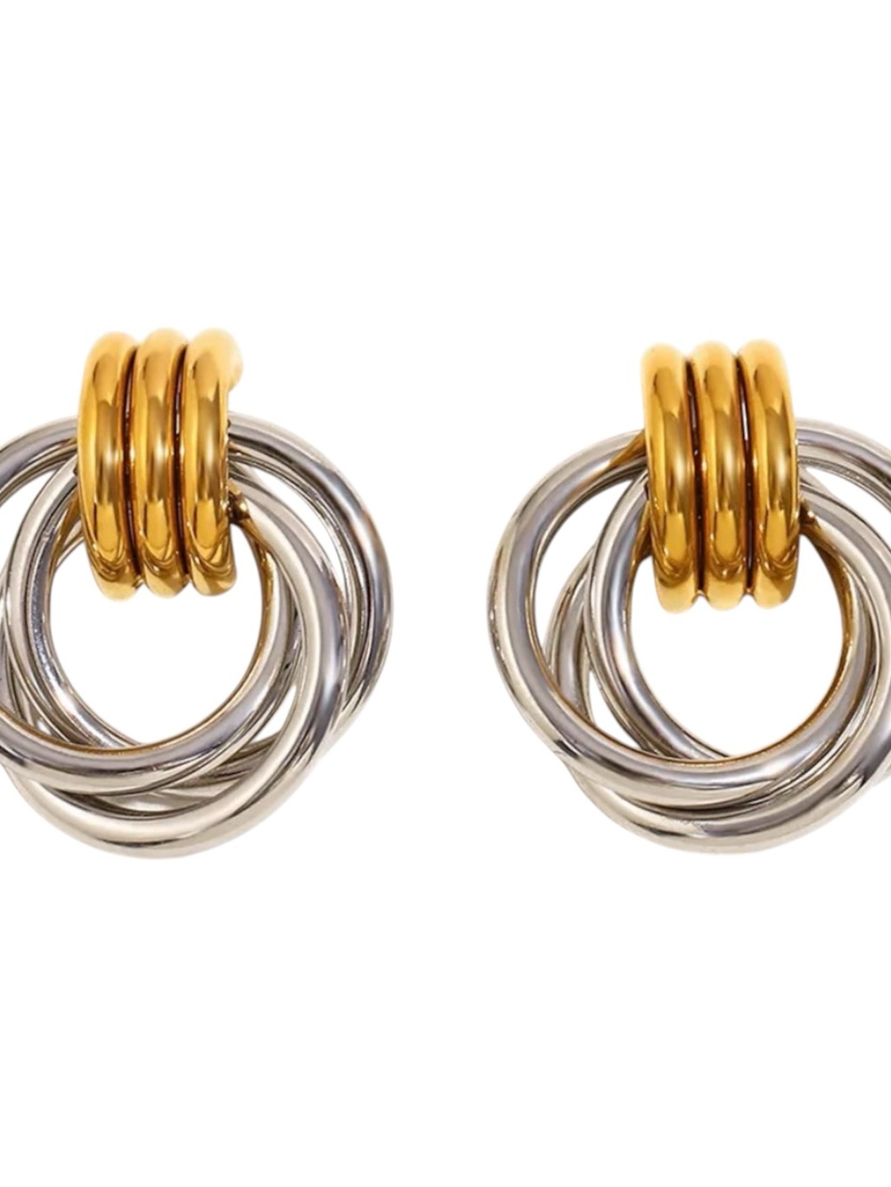 Gold & Silver Interlock Hoop Earrings - Women Jewelry